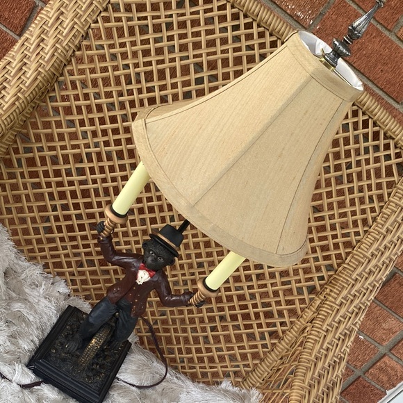 Vintage Figurine monkey Table Lamp with Beige Shade